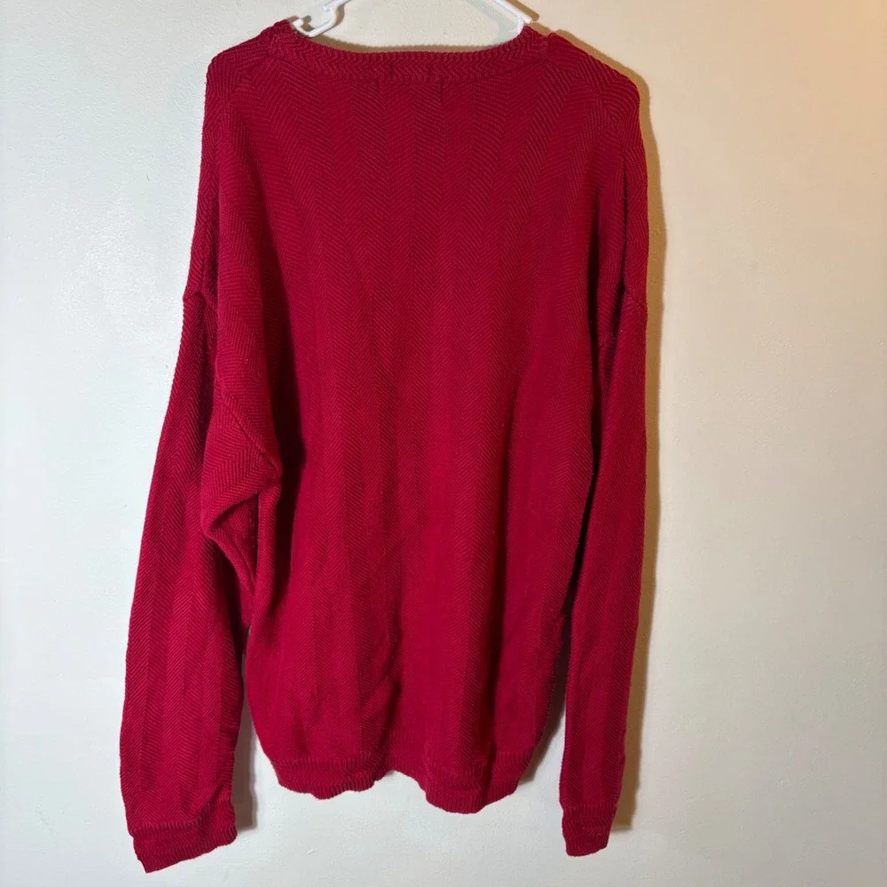 Vintage Y2K Chaps Ralph Lauren Hand Framed Cotton Sweater Red XL‎